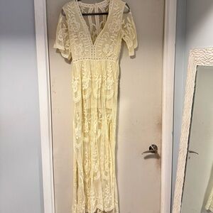 Socialite Cream Floral Lace Romper